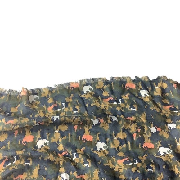 Women's Multicolor Elephant Print Scarf Wrap Lightweight Rectangle Style - Picture 4 of 6